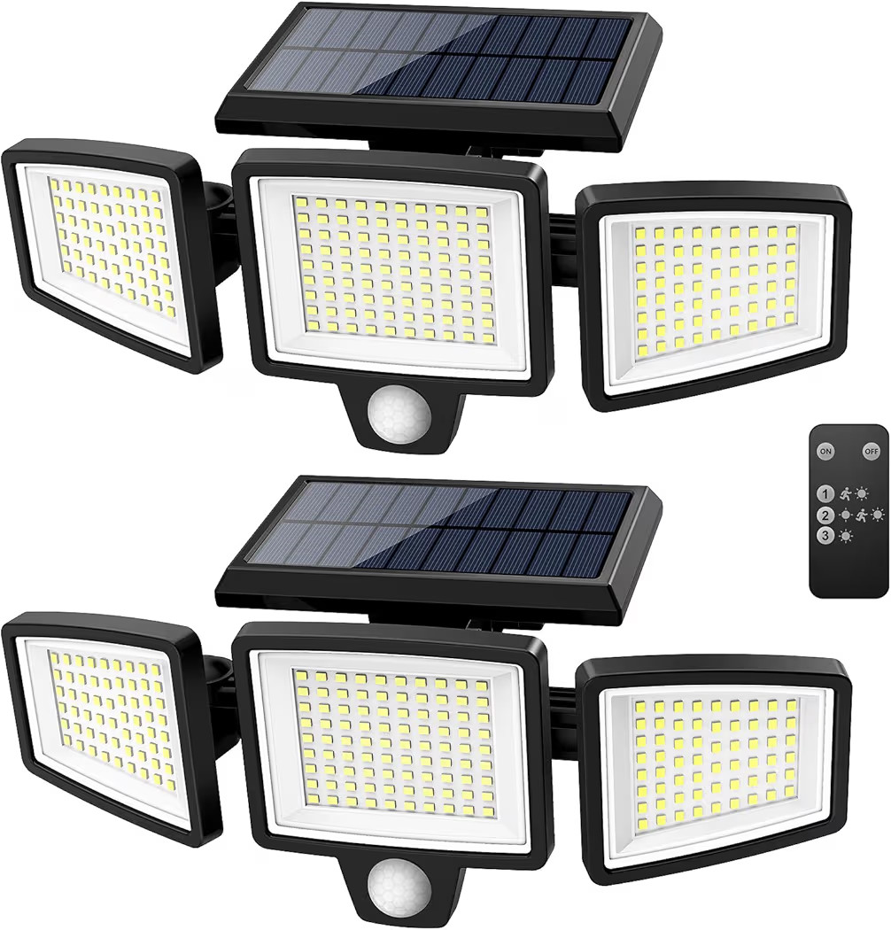 Tuffenough Solar Outdoor Lights 2500LM 210 LED Security Lights with Remote Control,3 Heads Motion... | Amazon (US)