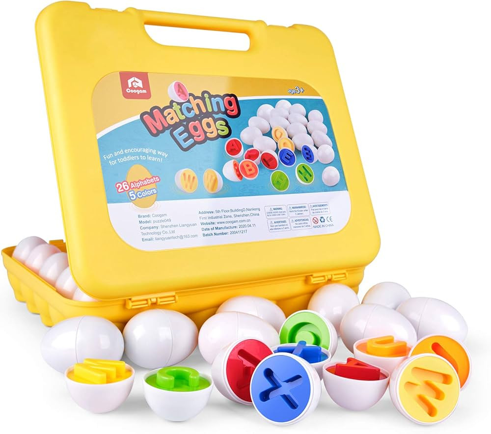 Coogam Letters Matching Eggs 26PCS ABC Alphabet Color Sorter Puzzle Easter Travel Bingo Game Uppe... | Amazon (US)