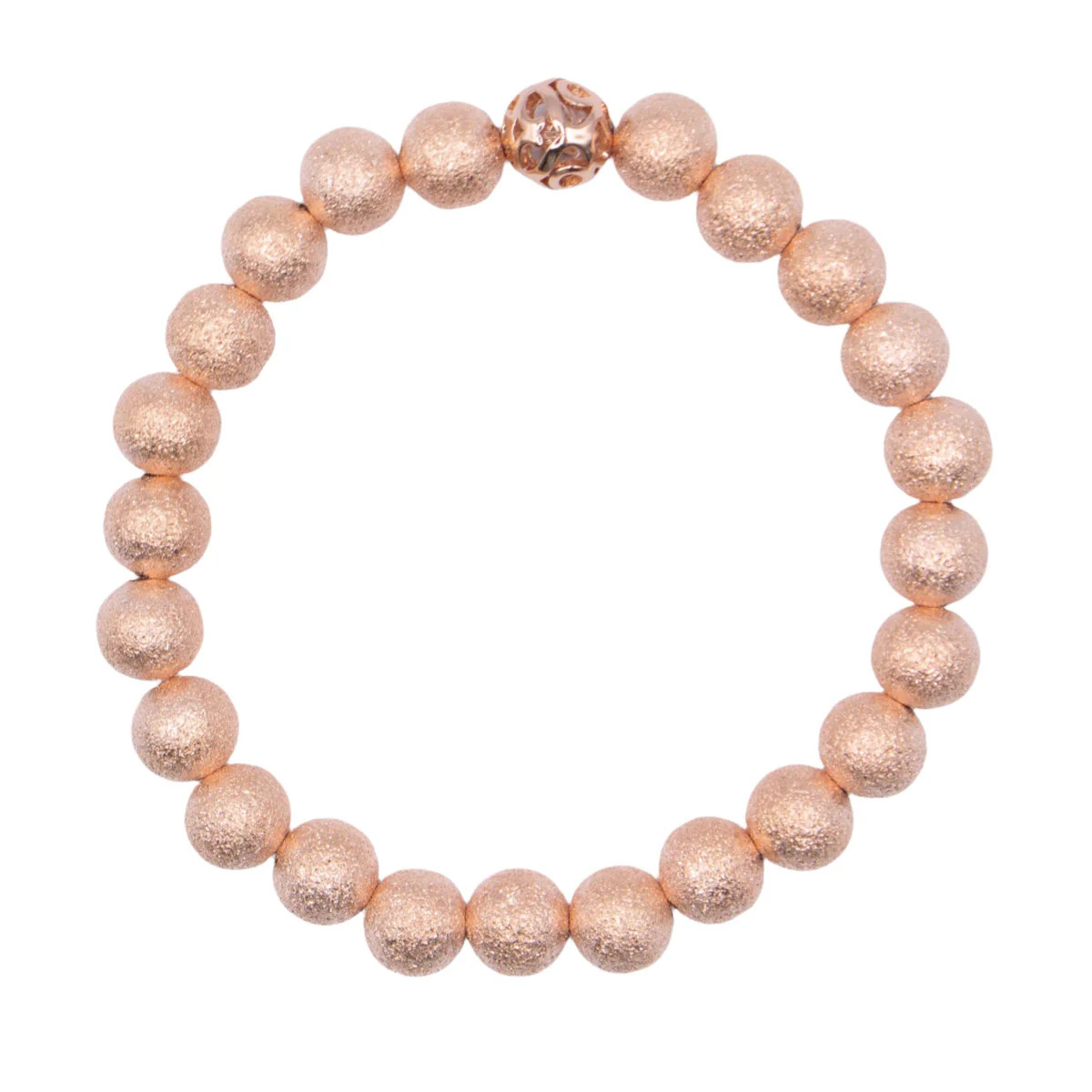 8mm 14k Rose Gold Filled Diamond Dust Beaded Bracelet | Sparkl