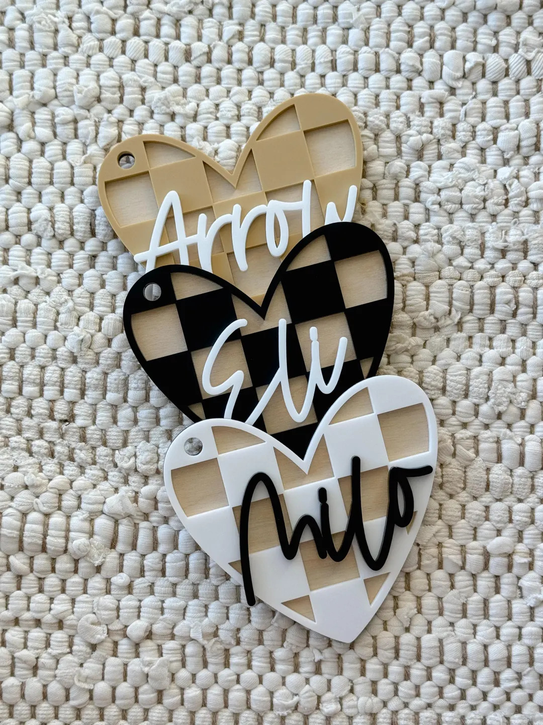 Checkered Heart Name Tag, Valentine's Day Basket, Personalized Gift Tag - Etsy | Etsy (US)
