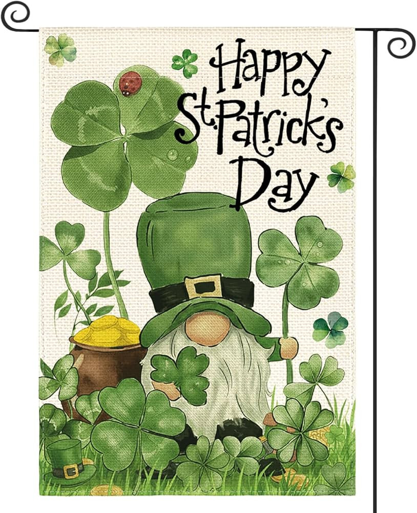 AVOIN colorlife Happy St Patricks Day Garden Flag 12x18 Inch Double Sided Outside, Leprechaun Gno... | Amazon (US)