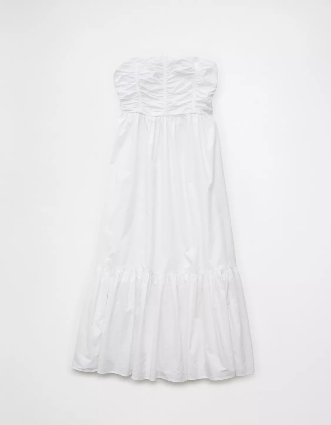 AE Ruched Bodice Strapless Midi Dress | American Eagle Outfitters (US & CA)
