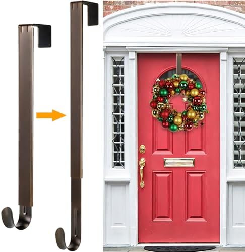 Wreath Hanger,Adjustable Length 14.9-25 Inch Metal Door Hanger,Wreath Hanger for Front Door 20 lb... | Amazon (US)