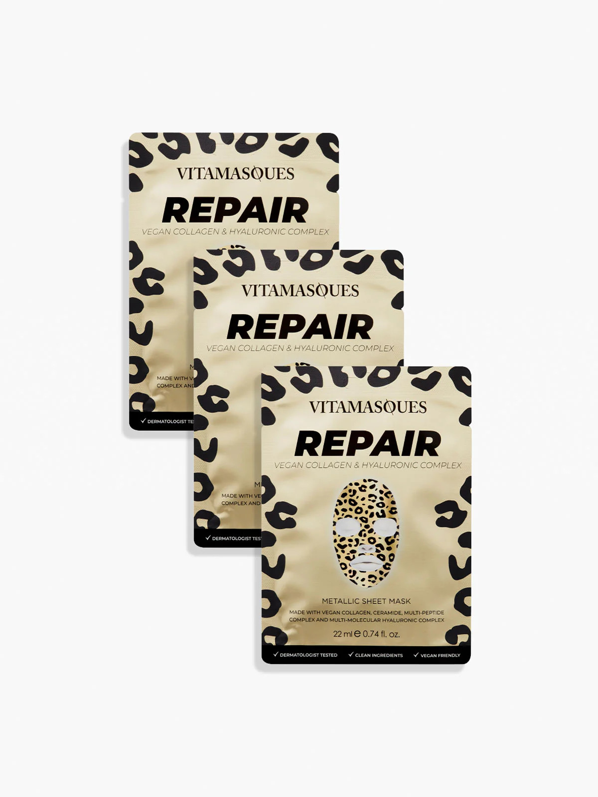 Repair Vegan Collagen & Gold Metallic Face Sheet Mask | Vitamasques (US)