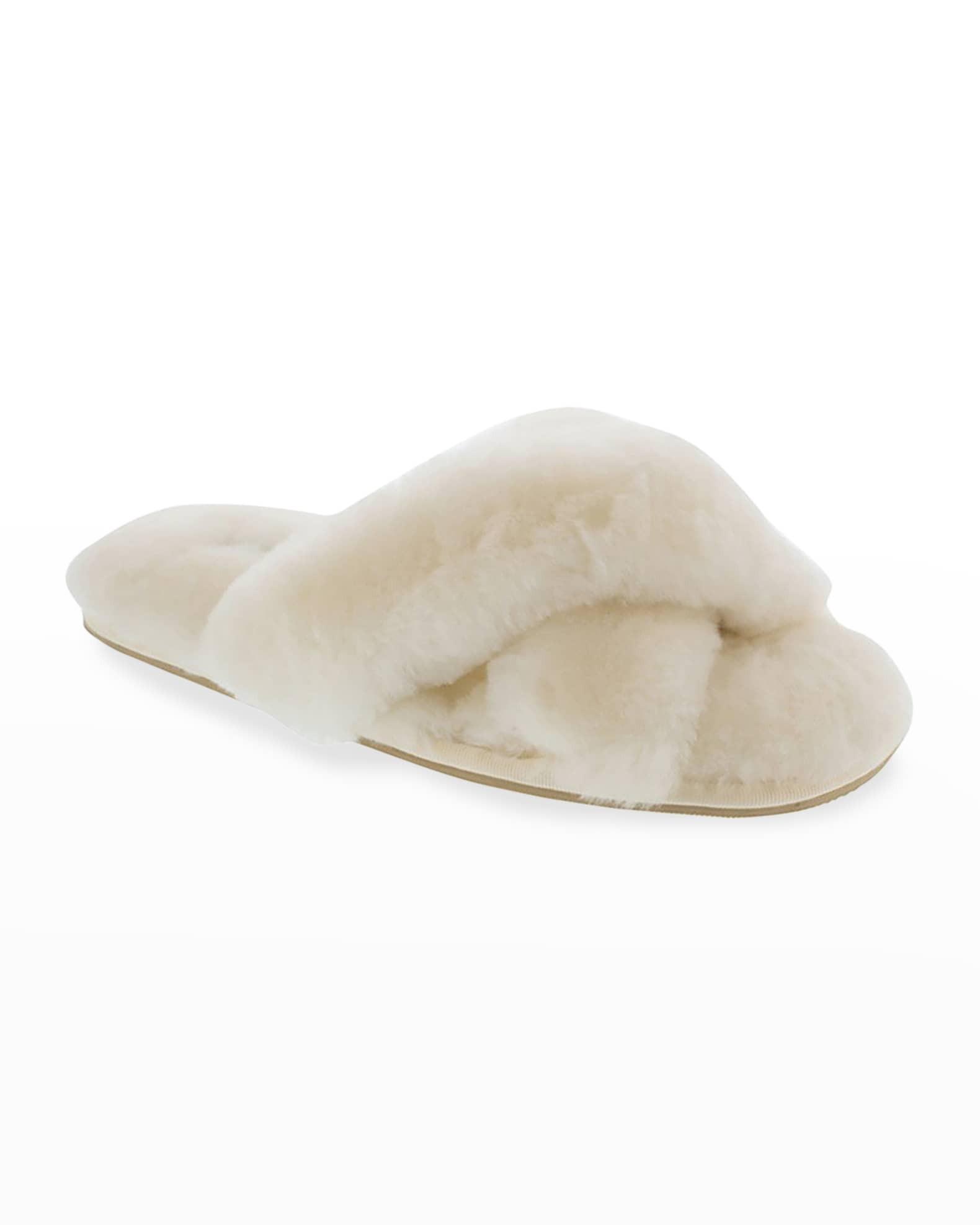 Patricia Green Mt. Hood Shearling Crisscross Slippers | Neiman Marcus