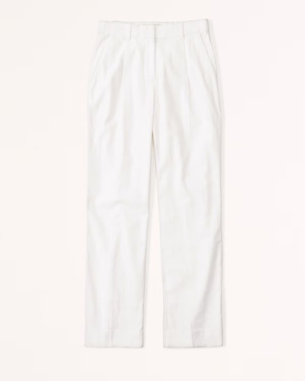 Mid Rise Tailored Linen-Blend Relaxed Straight Pant | Abercrombie & Fitch (US)