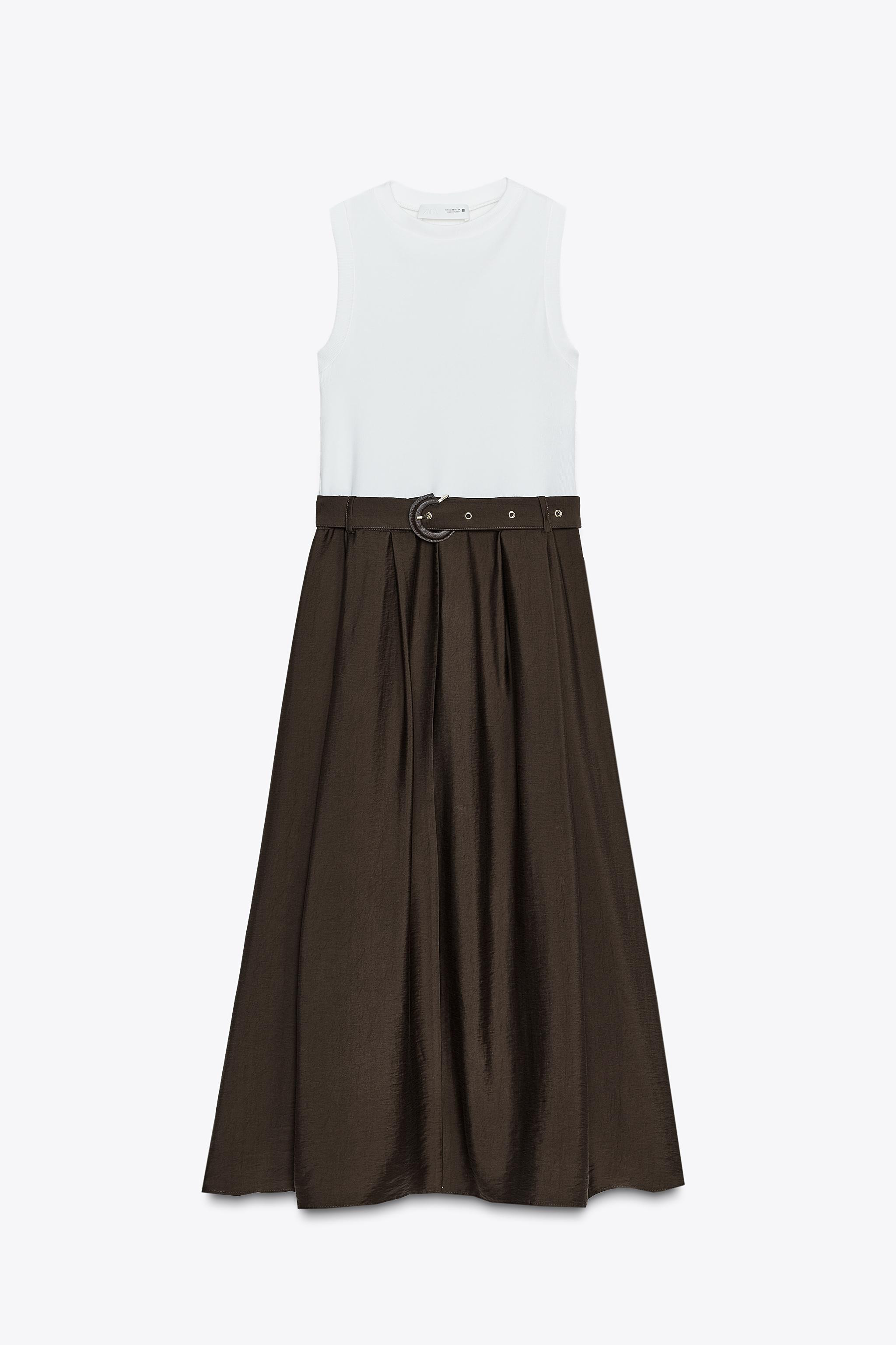 BELTED COMBINATION MIDI DRESS | Zara US