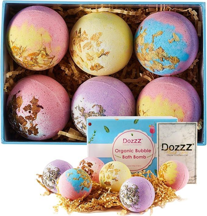 DOZZZ Jumbo Large Bath Bombs Gift Set with Organic Essential Oils & Natural Dry Flowers Inside Fi... | Amazon (US)