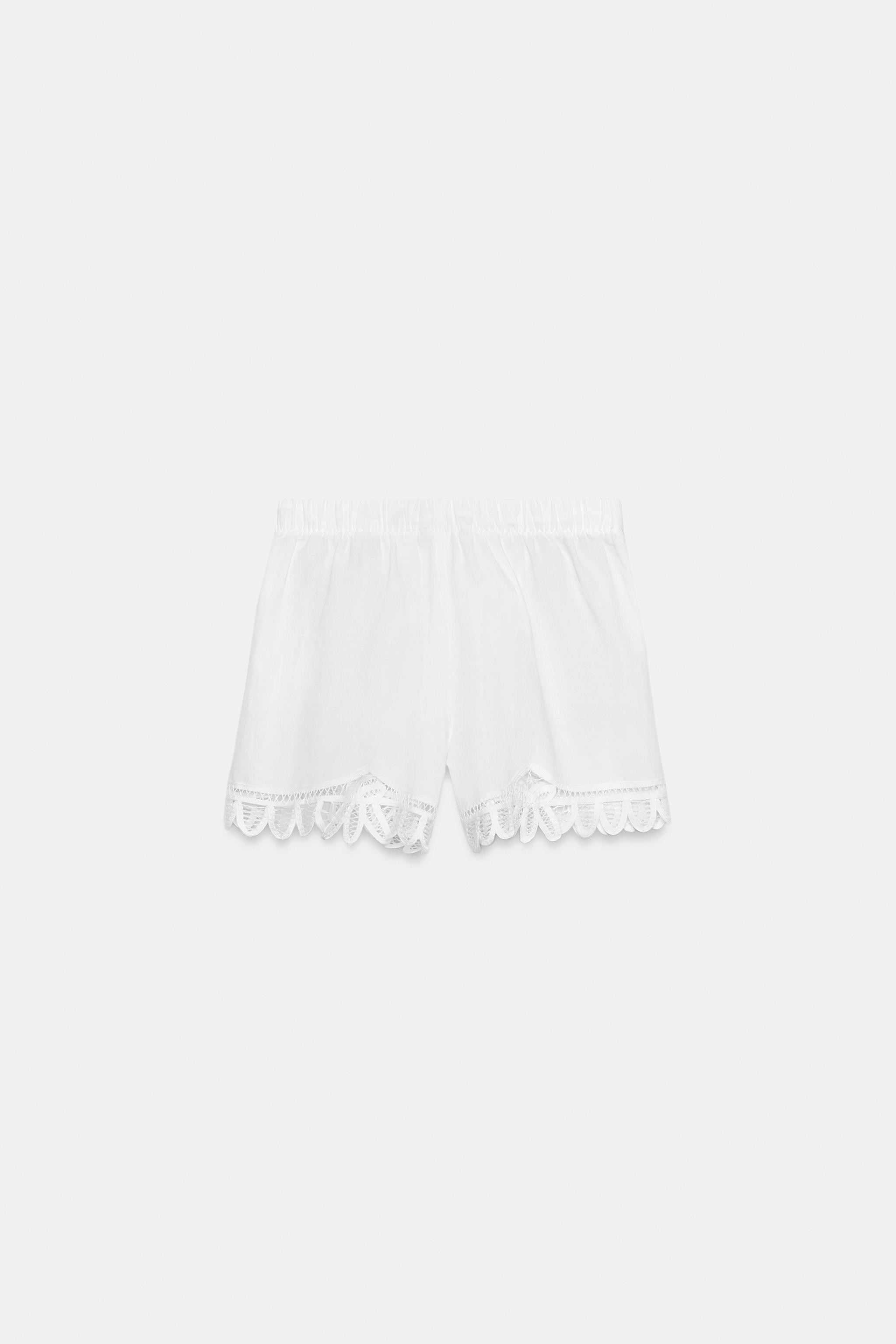 EMBROIDERED LINEN BLEND SHORTS ZW COLLECTION | Zara US