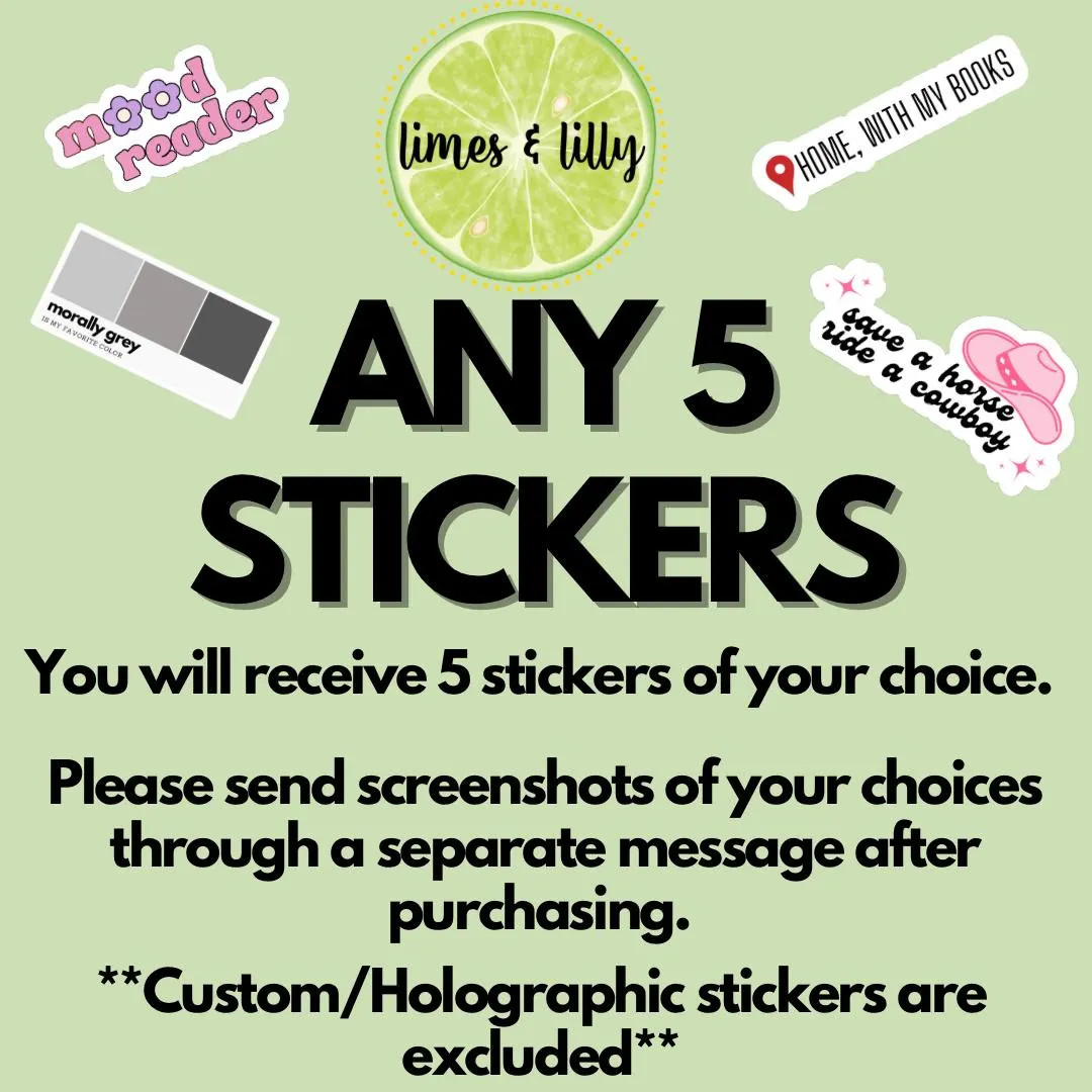 ANY 5 Stickers of Your Choice, Sticker Pack, Sticker Bundle, Book Stickers, Bookish Stickers, Kin... | Etsy (US)