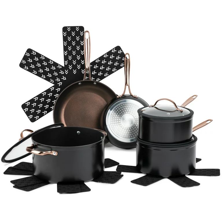 & Table Non-Stick 12 Piece Gold Pots And Pans Cookware Set | Walmart (US)