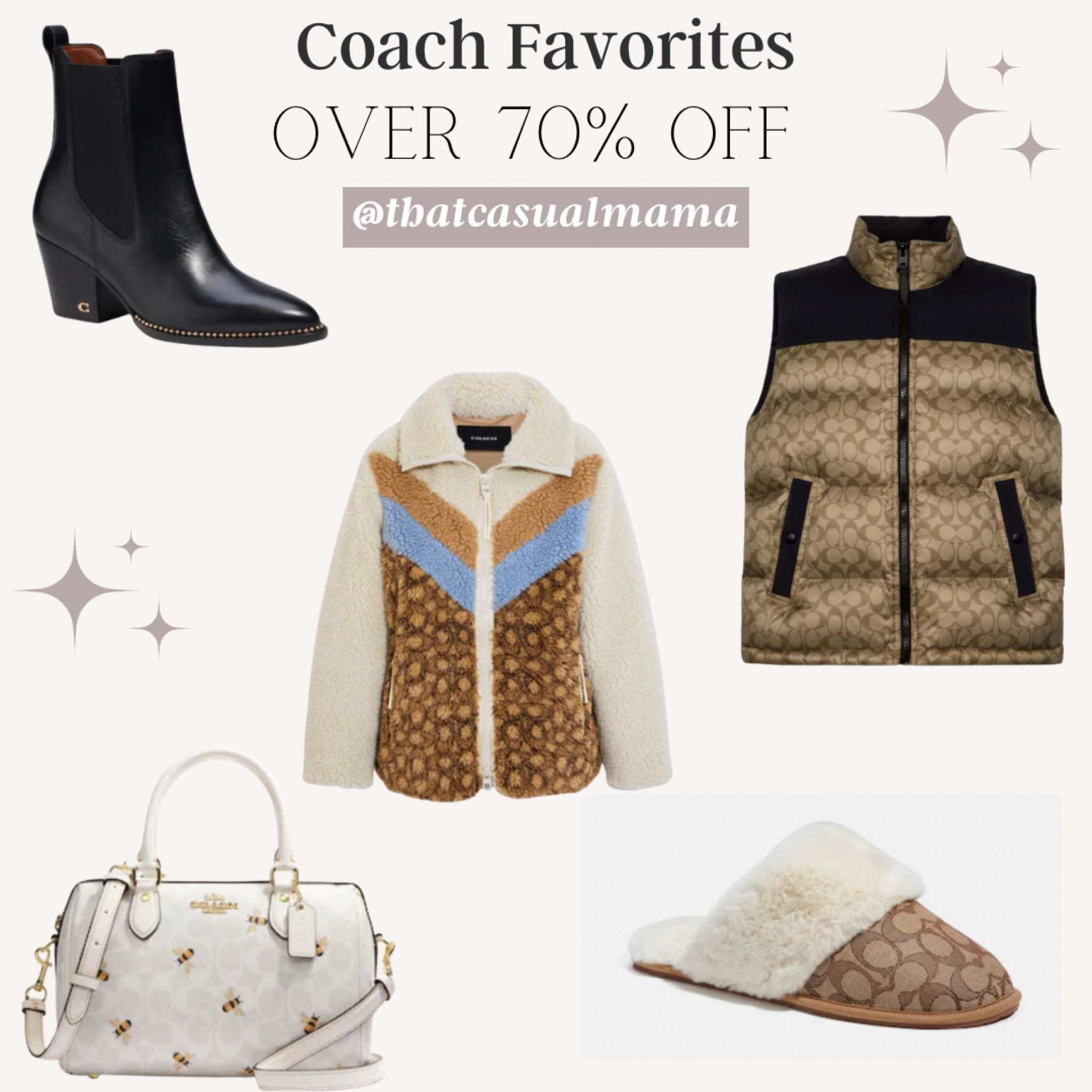 Coach Fall Favorites are up to 80% off. Women’s booties, Sherpa jacket, puffer vests, cozy fur lined slippers, satchel. #falloutfits #luxestyle #pufferveststyle #sherpajacket #cozystyle 

#LTKsalealert #LTKover40 #LTKHoliday