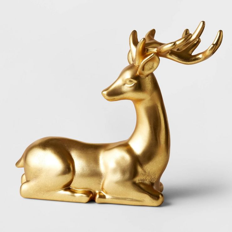 12" Plastic Sitting Deer Metallic Gold - Wondershop™ | Target