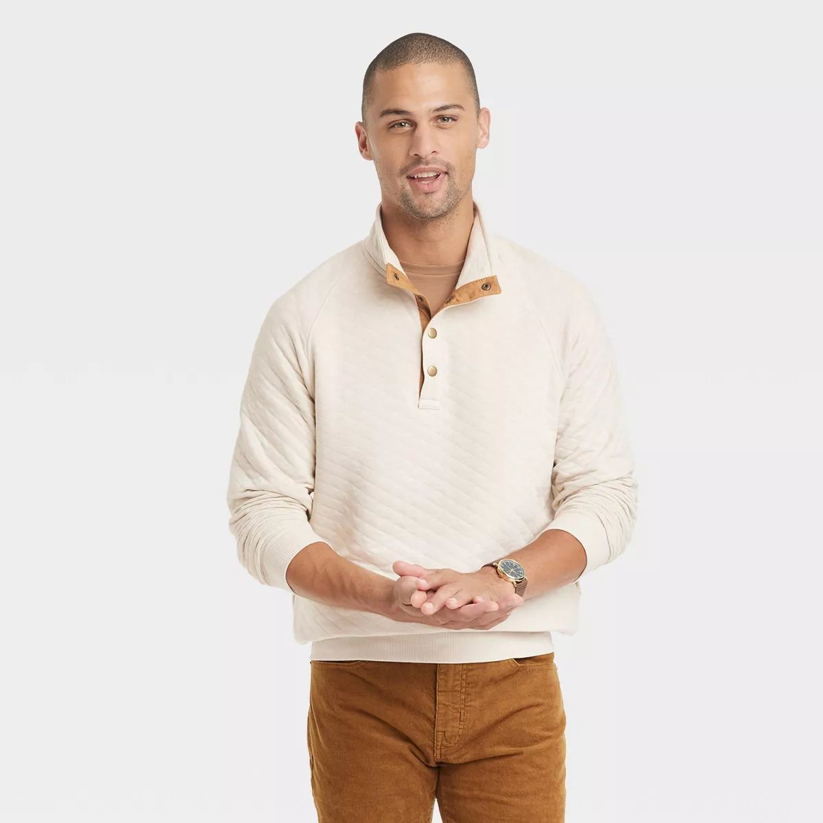 Men's Quilted Snap Pullover Sweatshirt - Goodfellow & Co™ | Target