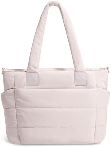 Tote Bag for Women Puffer Tote Bag Large Nurse Bags Shoulder Handbag with Zipper for Work Travel | Amazon (US)