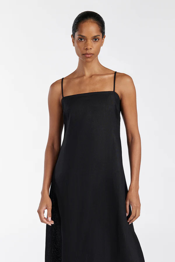 JEM BLACK LINEN MAXI DRESS | DISSH