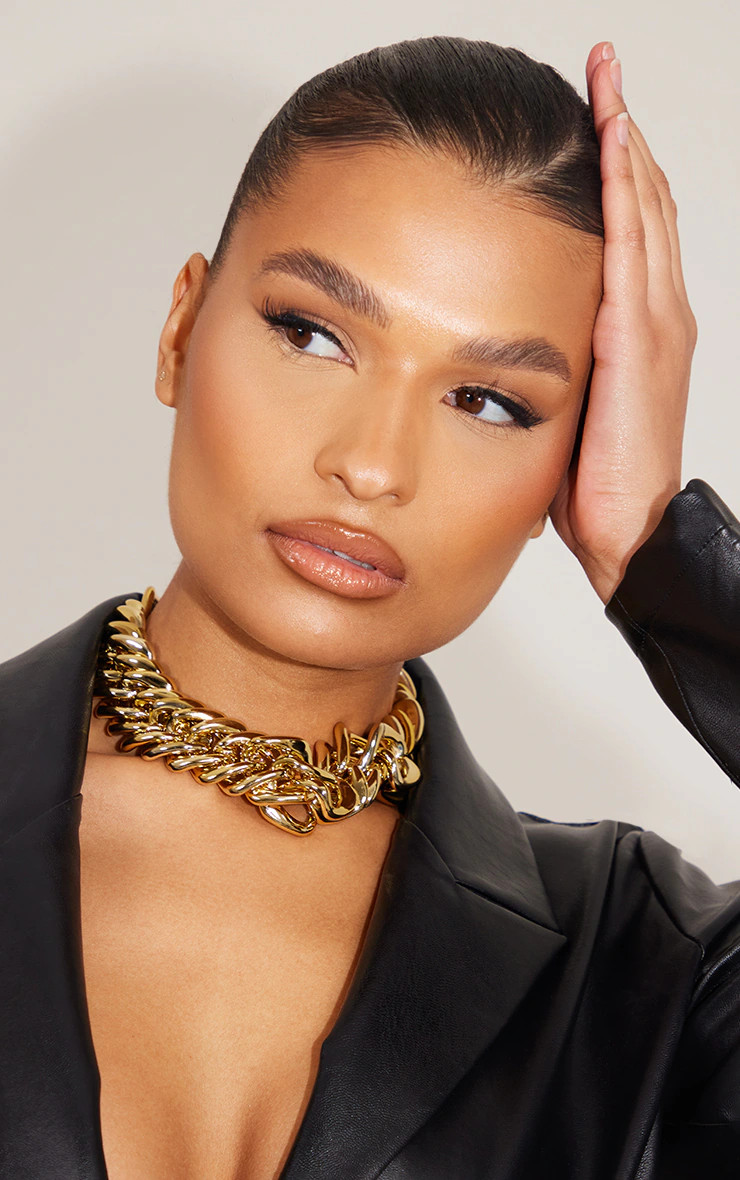 Gold Extra Chunky Chain Detail Necklace | PrettyLittleThing US