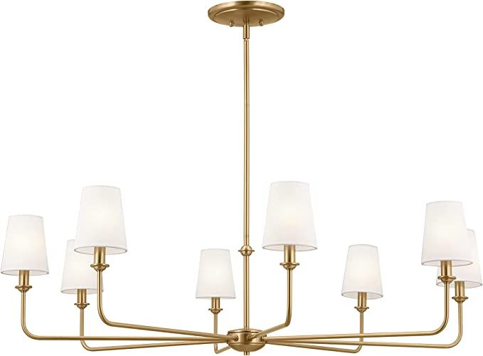 Kichler Pallas 8 Light Chandelier in Brushed Natural Brass with Linen Shades | Amazon (US)