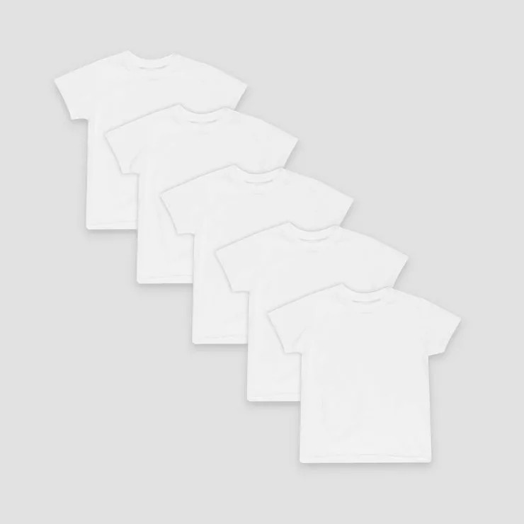 Hanes Toddler Boys' 5pk Crew T-Shirt - White | Target