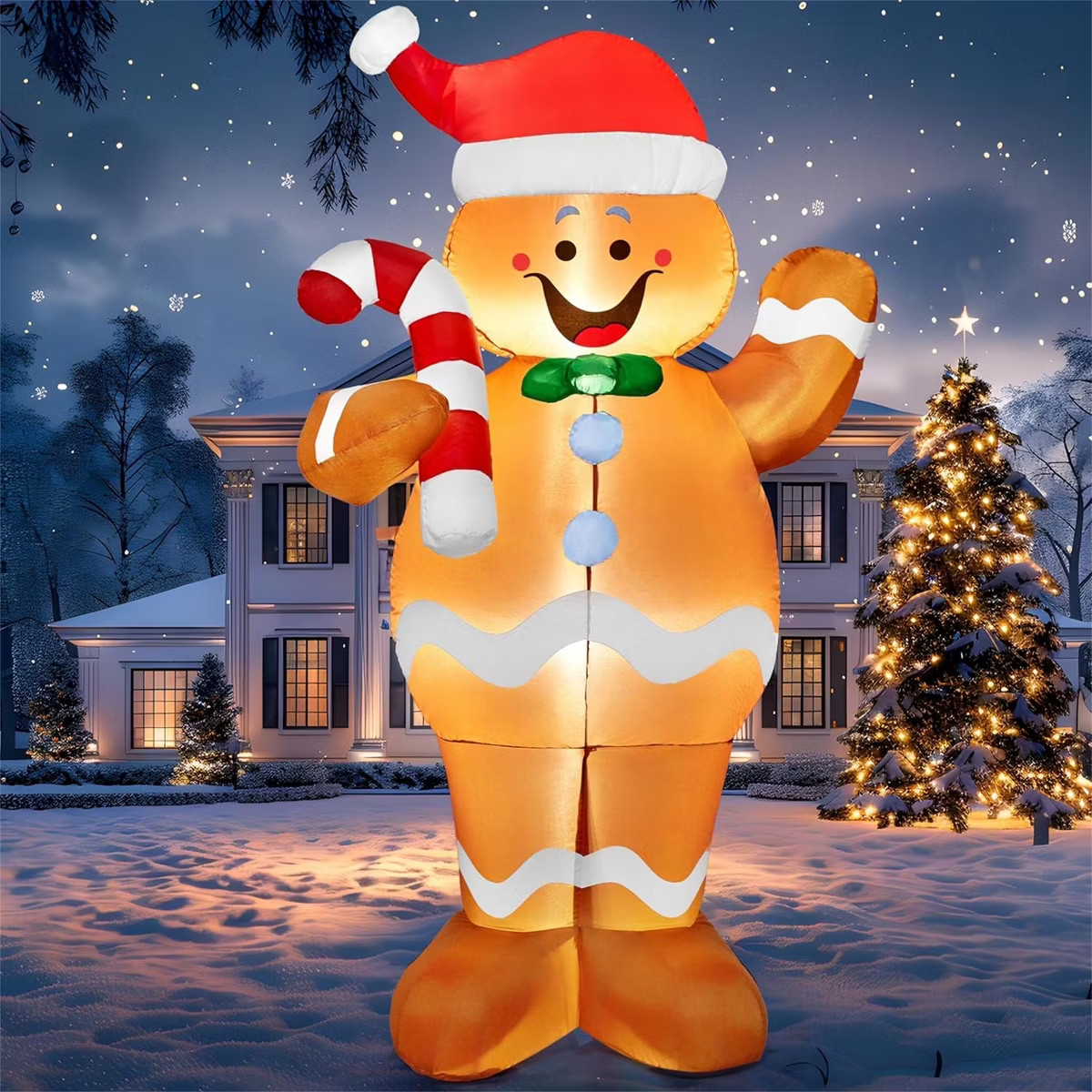 SYNCFUN 5 FT Christmas Inflatable Outdoor Decoration, Gingerbread Man Inflatable with Candy Canes... | Target