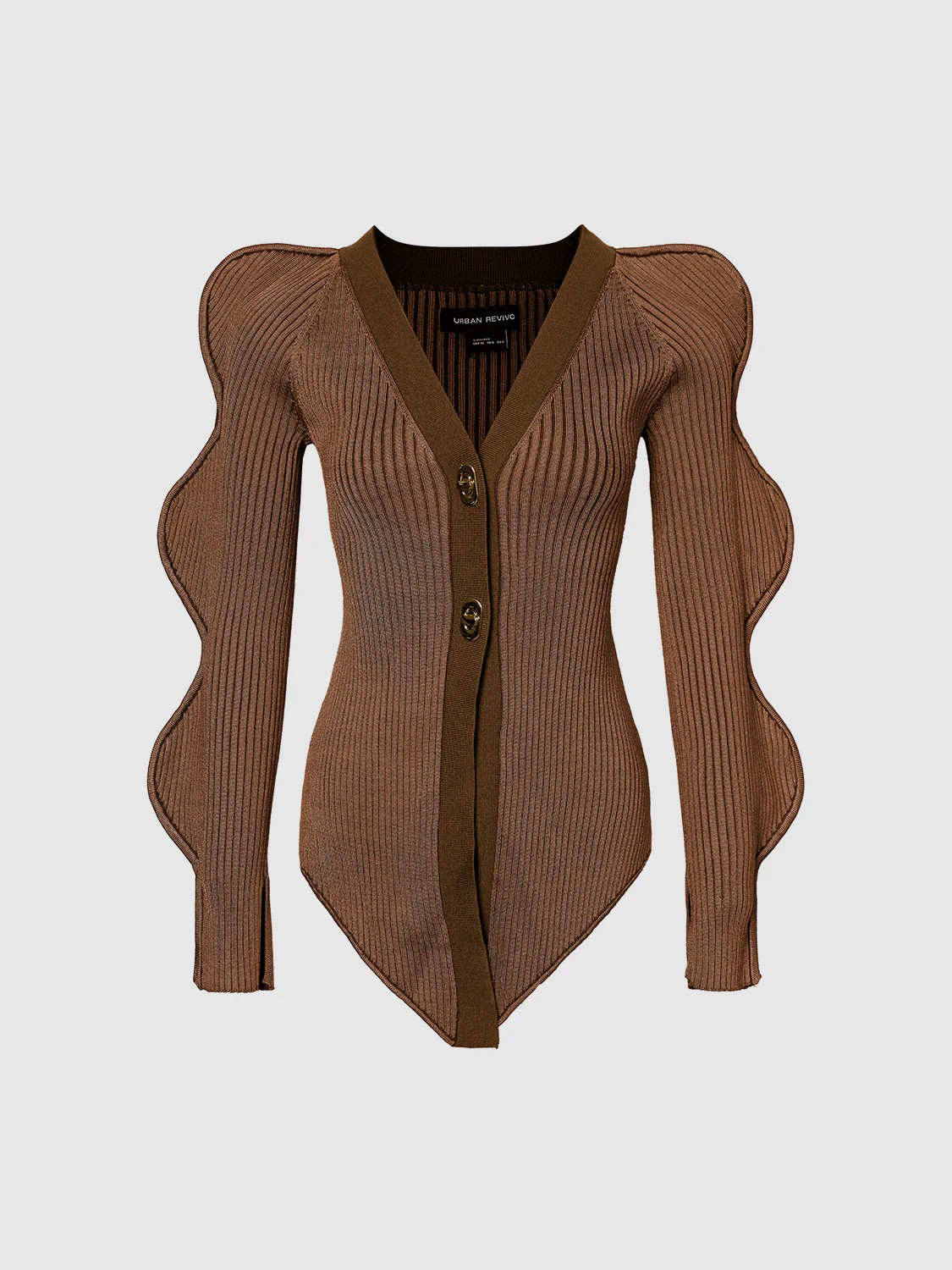 Wave Sleeve V-Neck Knitted Cardigan | Urban Revivo