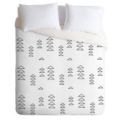 June Journal Minimalist Triangles Duvet Set Black/White - Deny Designs | Target