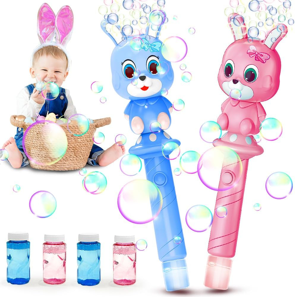 VATOS 2PCS Easter Bunny Bubble Wand, Easter Bubble Maker Basket Stuffer for Toddlers, Automatic E... | Amazon (US)