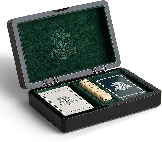 Preston Lane Chester Luxury Game Box – Wooden Playing Card & Dice Set with Velvet Lining – Bu... | Amazon (US)
