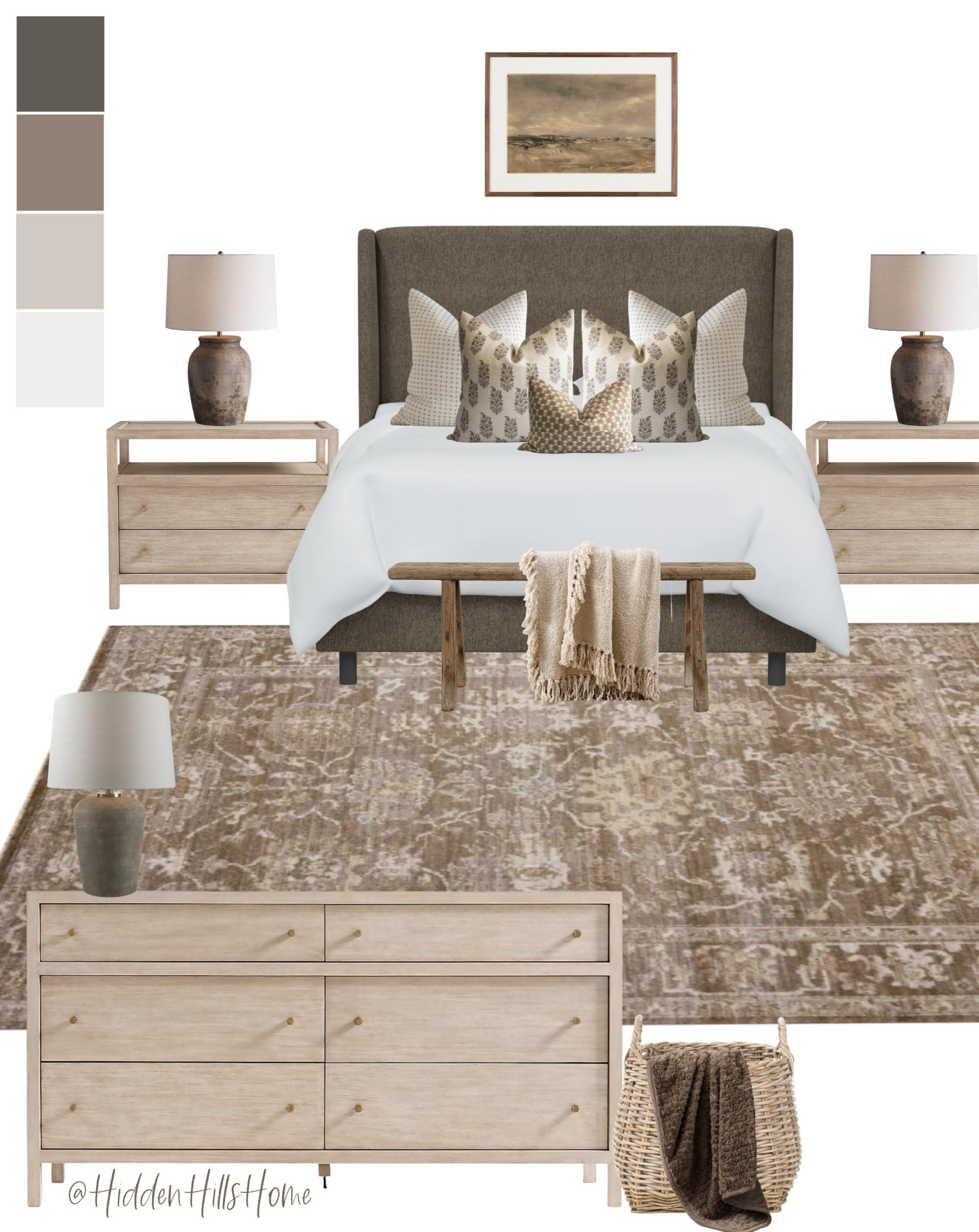 Master bedroom decor ideas! Bedroom mood board, home decor, bedroom inspiration, bedding, bedroom rug, nightstands, bedroom dresser, Tilly bed #bedroom 

#LTKFindsUnder50 #LTKHome #LTKSaleAlert