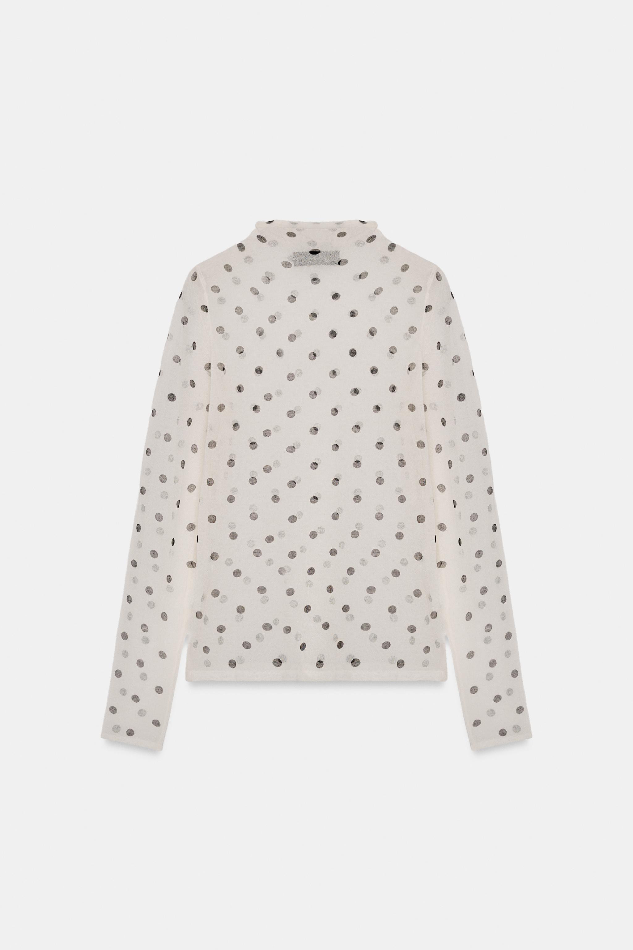 SEMI-SHEER KNIT DOT TOP | Zara UK