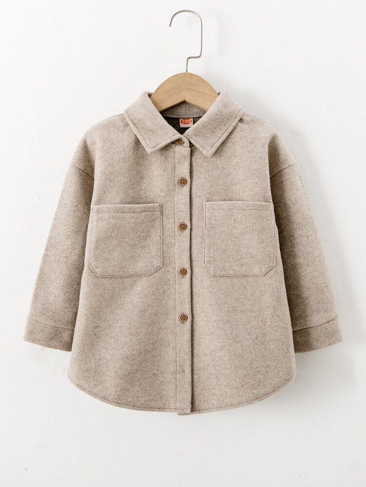 Toddler Boys Drop Shoulder Pocket Patched Overcoat | SHEIN