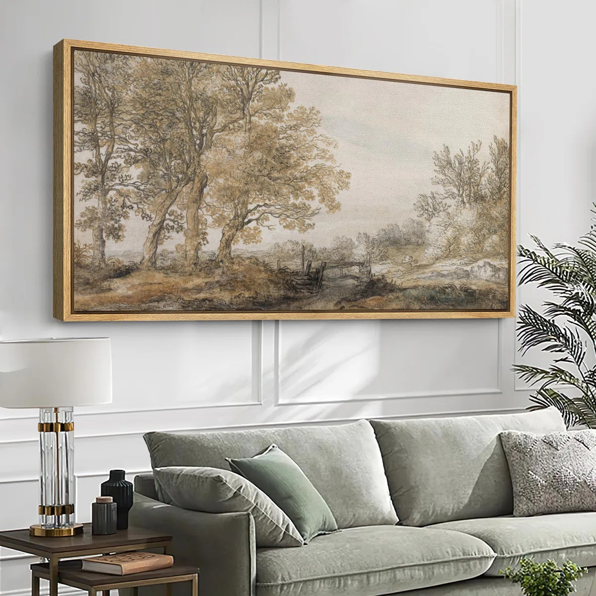 IDEA4WALL Rustic Countryside Classical Forest Sketch Vintage Style Tree Framed On Canvas Print & ... | Wayfair North America