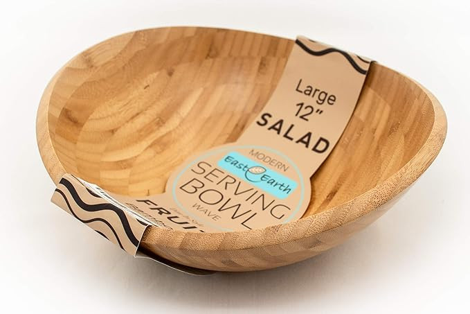 EAST EARTH LARGE WOODEN 12" SALAD BOWL OR FRUIT BOWL - THE IDEAL KITCHEN MIXING BOWL OR A SERVING... | Amazon (US)