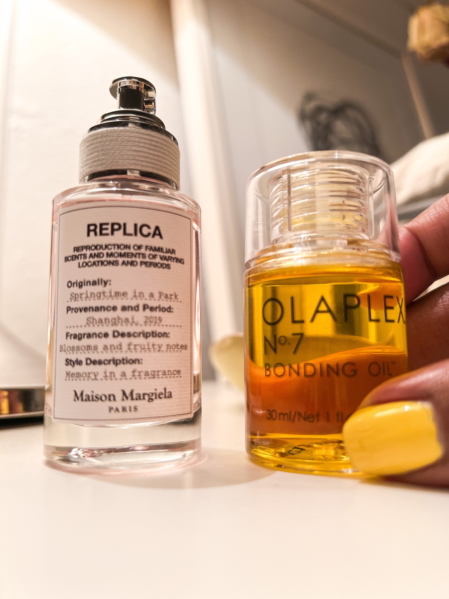 Summer must-haves. Maison Margiela Replica Springtime in a Park and Olaplex No. 7 Bonding Oil, OPI Make My Daisy

Yellow nail polish, Hair oil, summer fragrance, perfume, women's fragrance, summer scent #PatranilaPick 

#LTKbeauty #LTKunder50 #LTKSeasonal