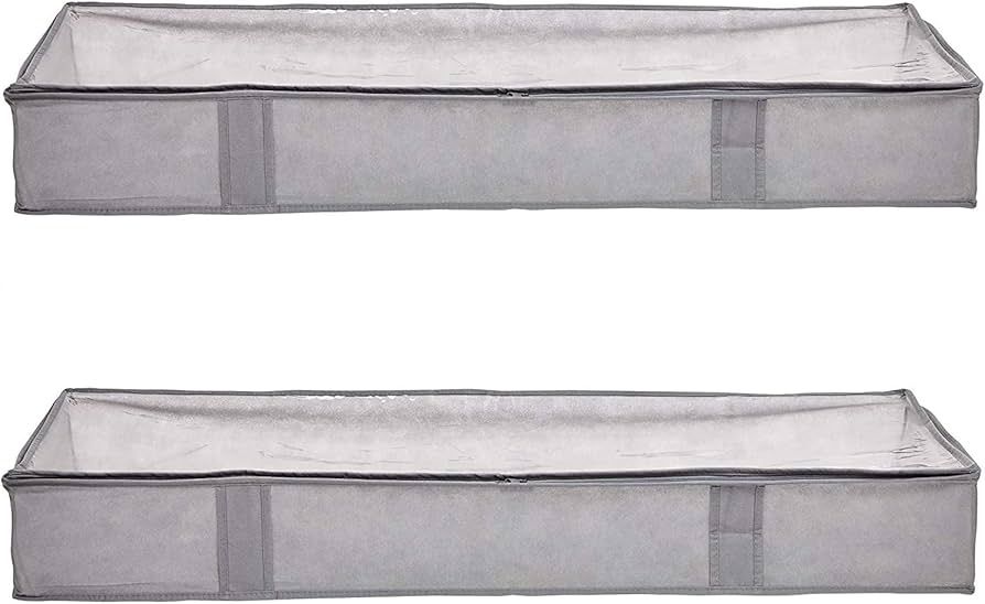 Amazon Basics Under Bed Fabric Storage Container Bags with Window and Handles - 2-Pack, 18 x 42 x... | Amazon (US)