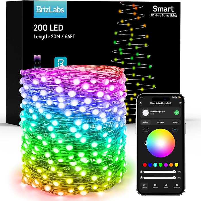 BrizLabs Smart Christmas Lights, 66ft 200 LED Color Changing Xmas Lights Work with Alexa & Google... | Amazon (US)