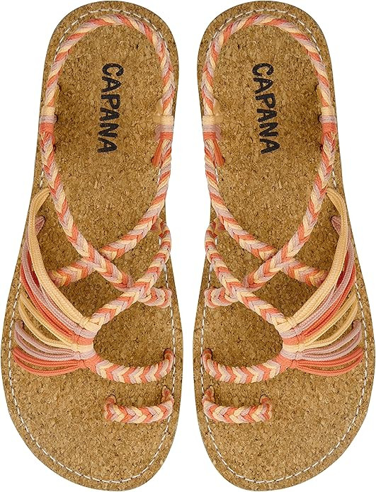 Capana Woven Women's Flat Sandals - Strappy Braided Sandals, Beach Sandals for Women Dressy Summe... | Amazon (US)