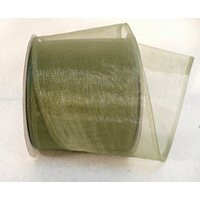 Sheer Moss Green Wired, Tone Sheer Wired Ribbon, Wedding Party Shimmering Iridescent 2.5"" X 20 Yards | Etsy (US)