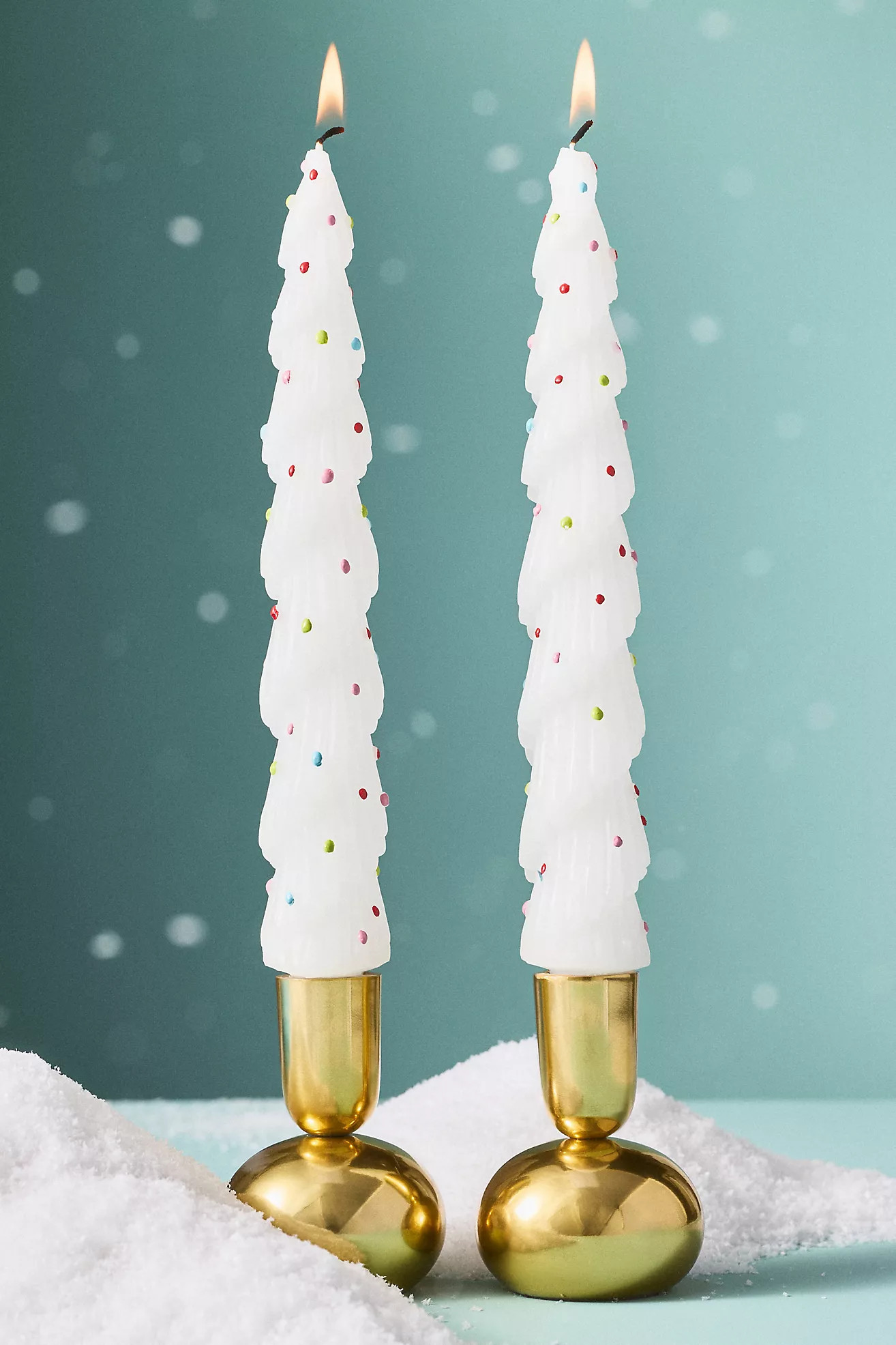 Festive Tree Taper Candles, Set of 2 | Anthropologie (US)