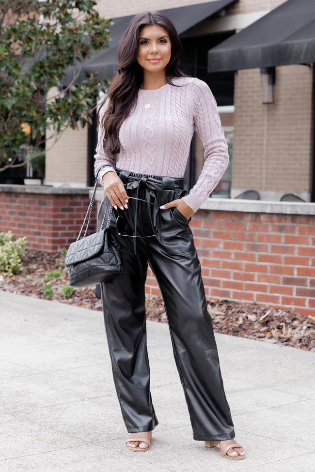 Might As Well Taupe Cable Knit Bodysuit | Pink Lily