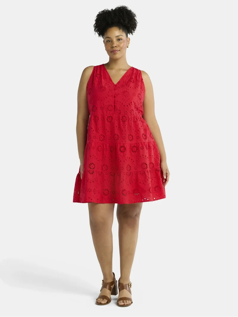 Time and Tru Women's Sleeveless Eyelet Dress, Sizes XS-XXXL | Walmart (US)