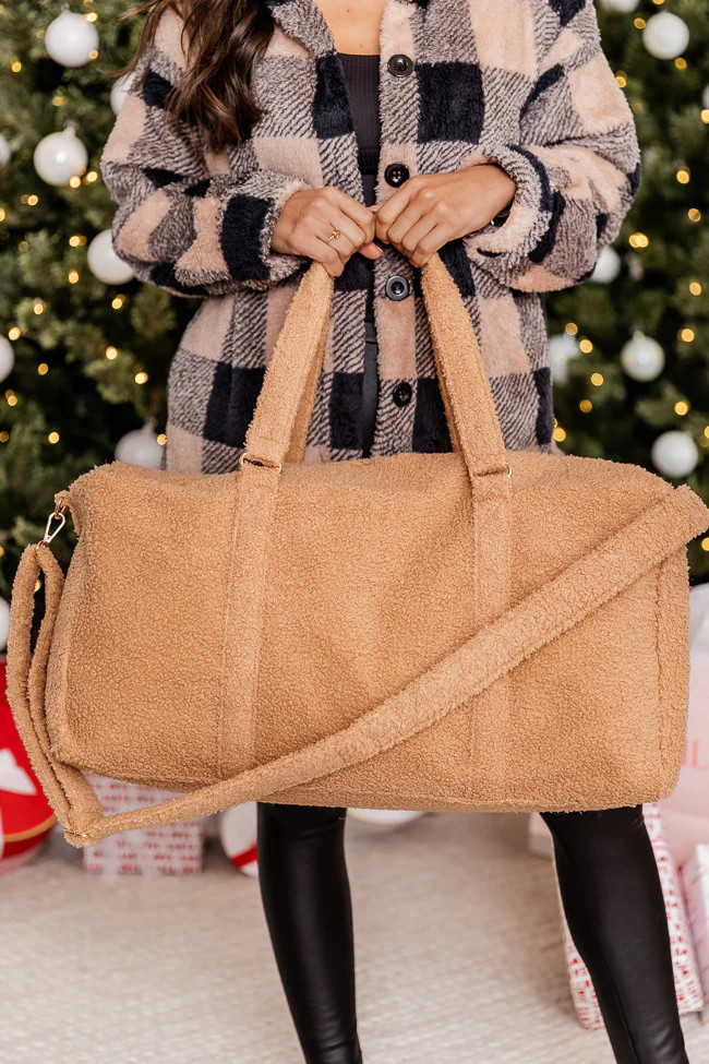 Rooting For You Camel Teddy Duffle Bag DOORBUSTER | Pink Lily