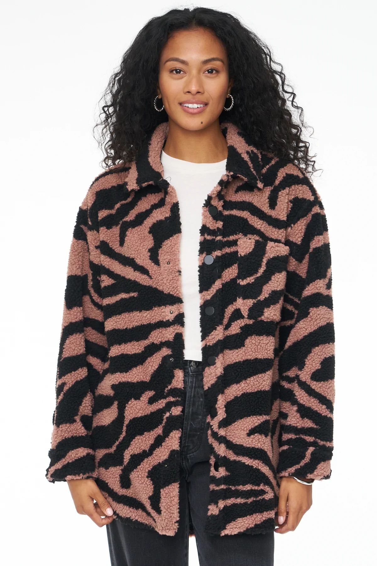 Lynn Oversized Shearling Jacket - Clay Zebra | Pistola Denim