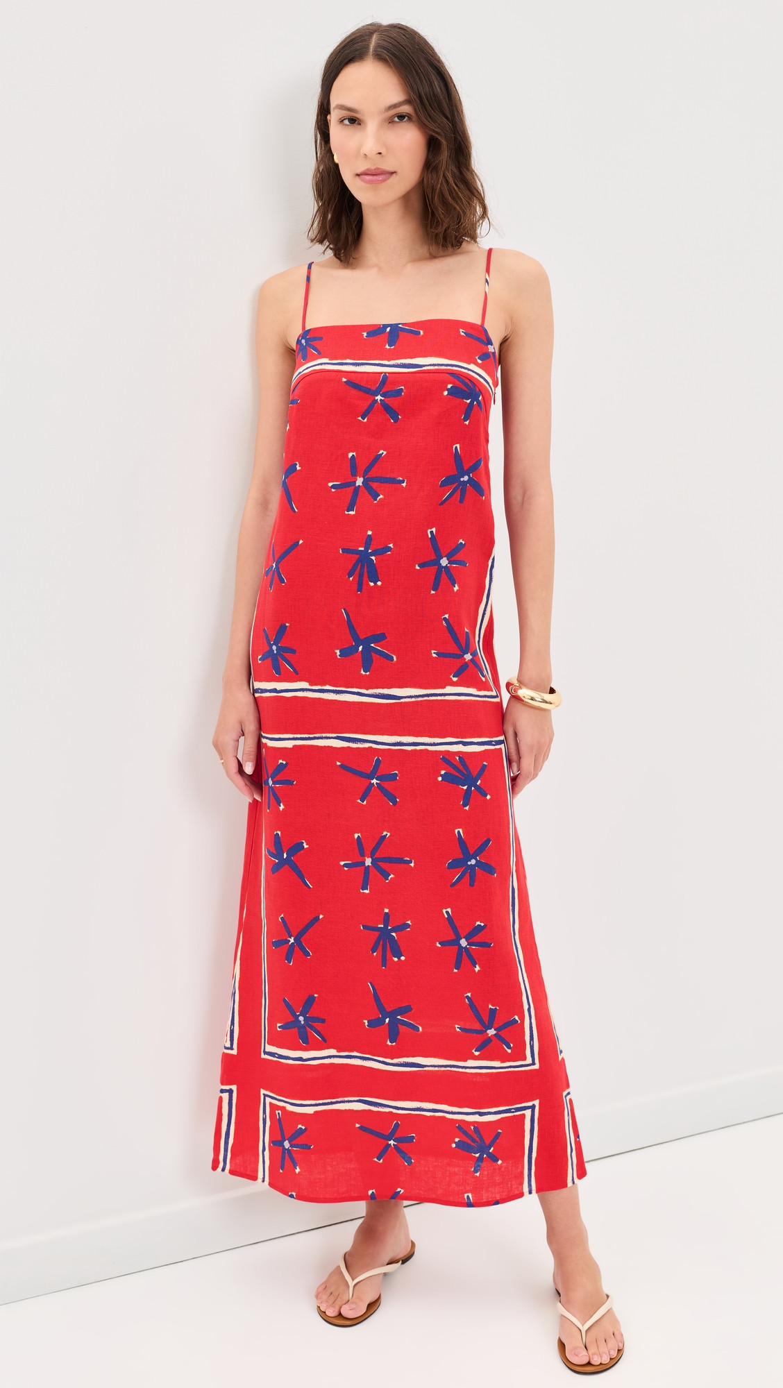 STAUD Laura Linen Dress Painted Foulard XL | Shopbop