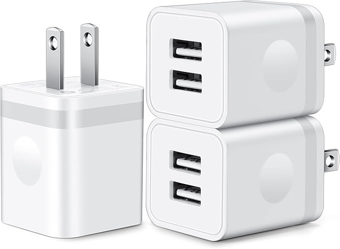 USB Wall Charger, KENHAO 3-Pack 2.1A/5V Dual Port USB Cube Power Adapter Charger Plug Charging Bl... | Amazon (US)