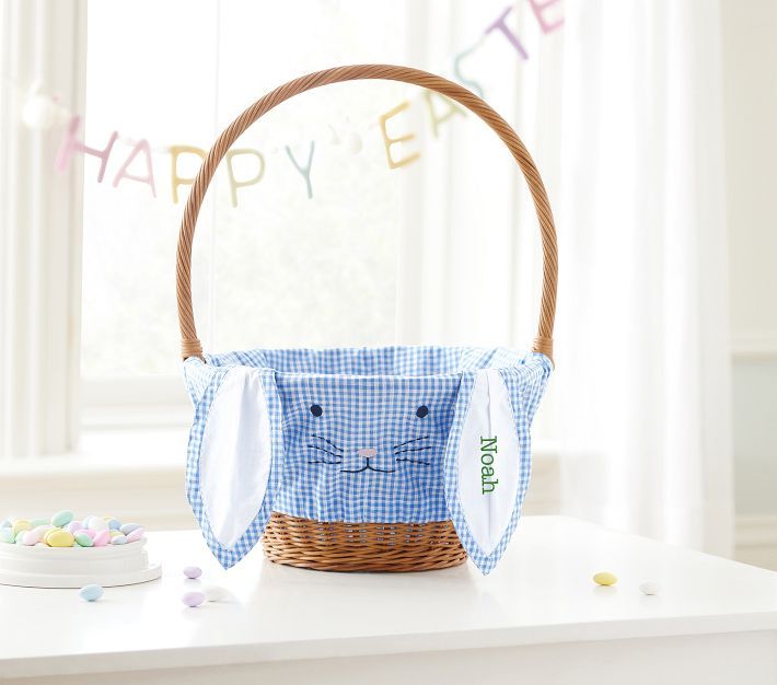 Gingham Bunny Face Easter Basket Liners | Pottery Barn Kids