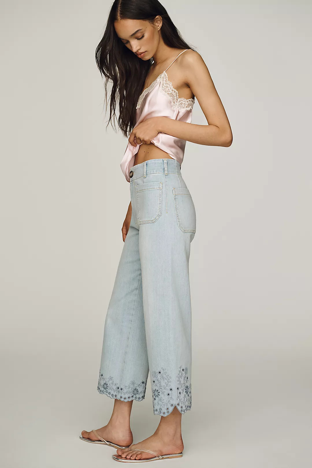 Colette Eyelet Crop Wide-Leg Jeans by Maeve | Anthropologie (US)