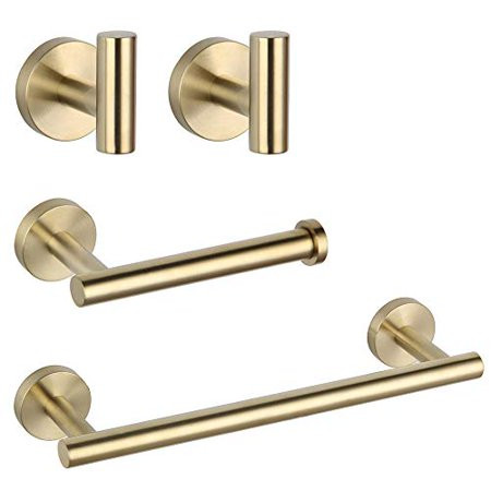 GERZWY Bathroom 4-Pieces Hardware Accessories Sets (2X Coat Hook 12-Inch Towel Bar Toilet Paper Hold | Walmart (US)
