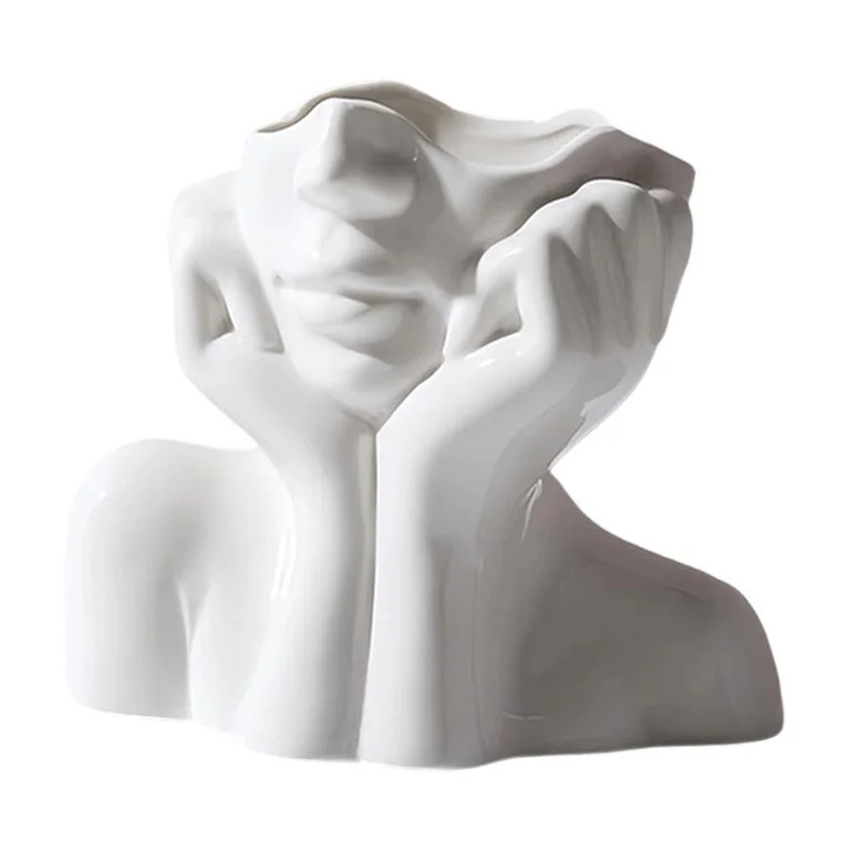 Resin Holding Face Man Flower Vase Stationery Pen Container Home Office Desktop Decoration Unique... | Walmart (US)