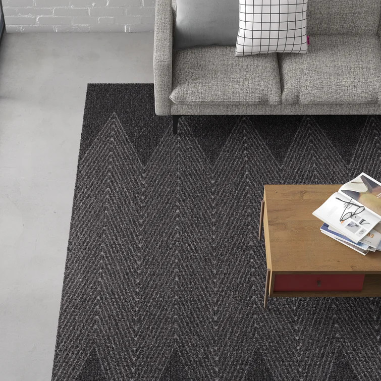 Anish Chevron Charcoal Indoor/Outdoor Area Rug | Wayfair Professional